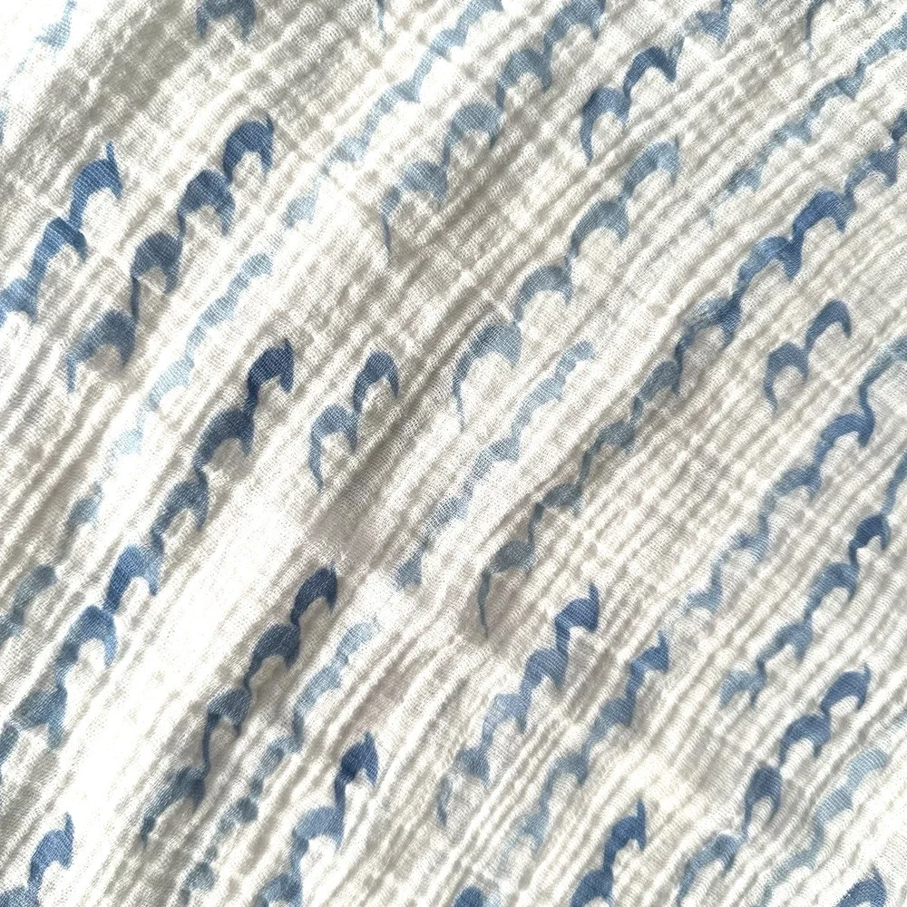Little Unicorn Baby Blanket White Blue Waves Cotton Muslin Swaddle Lovey‎
